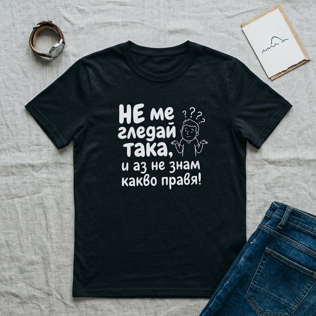 Мъжка Тениска "И аз не знам какво правя"